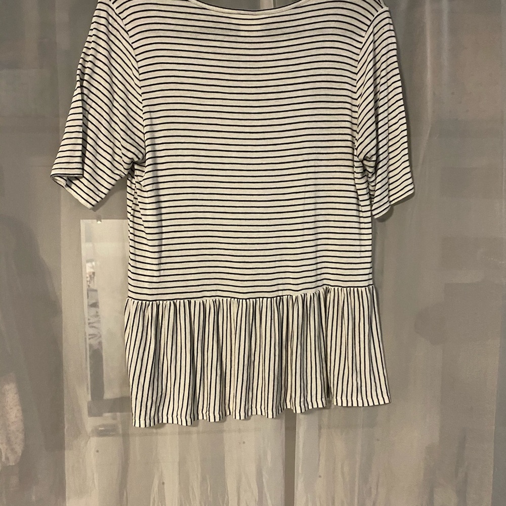 White and black striped top
